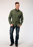 Roper Mens Long Sleeve Snap Drybrush Diamonds Western Shirt - Roper