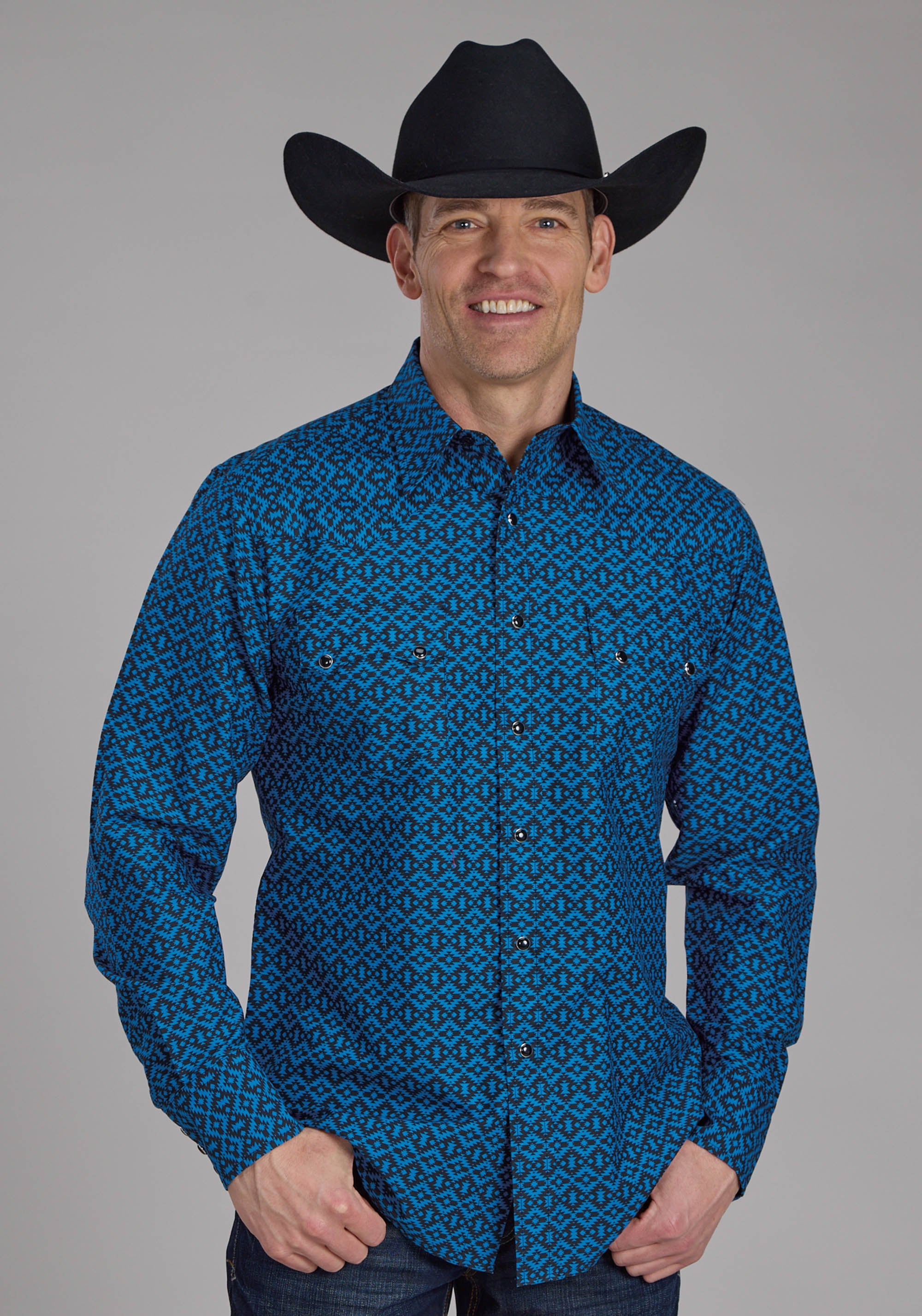 Roper Mens Aztec Tile Long Sleeve Snap Western Shirt