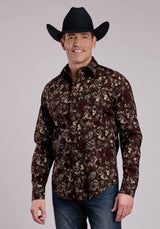 Roper Mens Long Sleeve Snap Brilliant Paisley Print Western Shirt