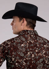 Roper Mens Long Sleeve Snap Brilliant Paisley Print Western Shirt