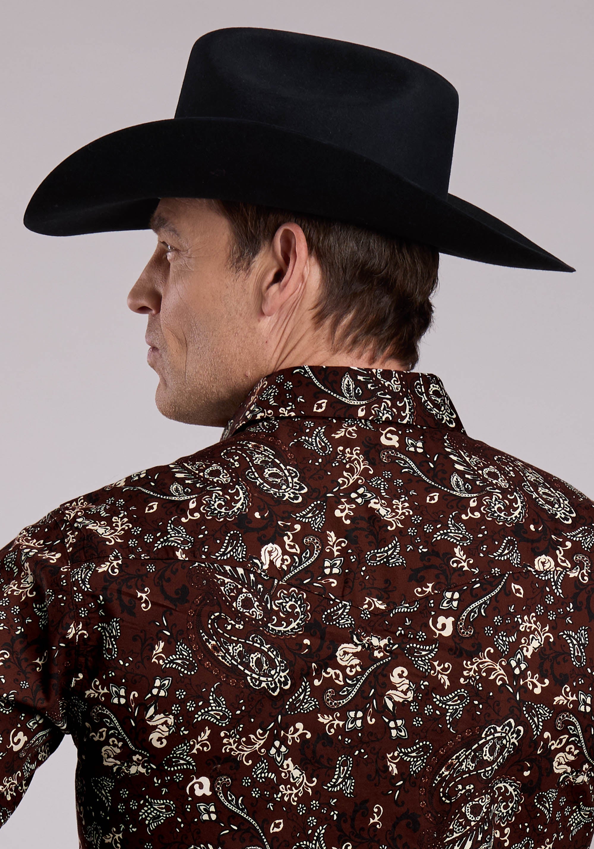 Roper Mens Long Sleeve Snap Brilliant Paisley Print Western Shirt