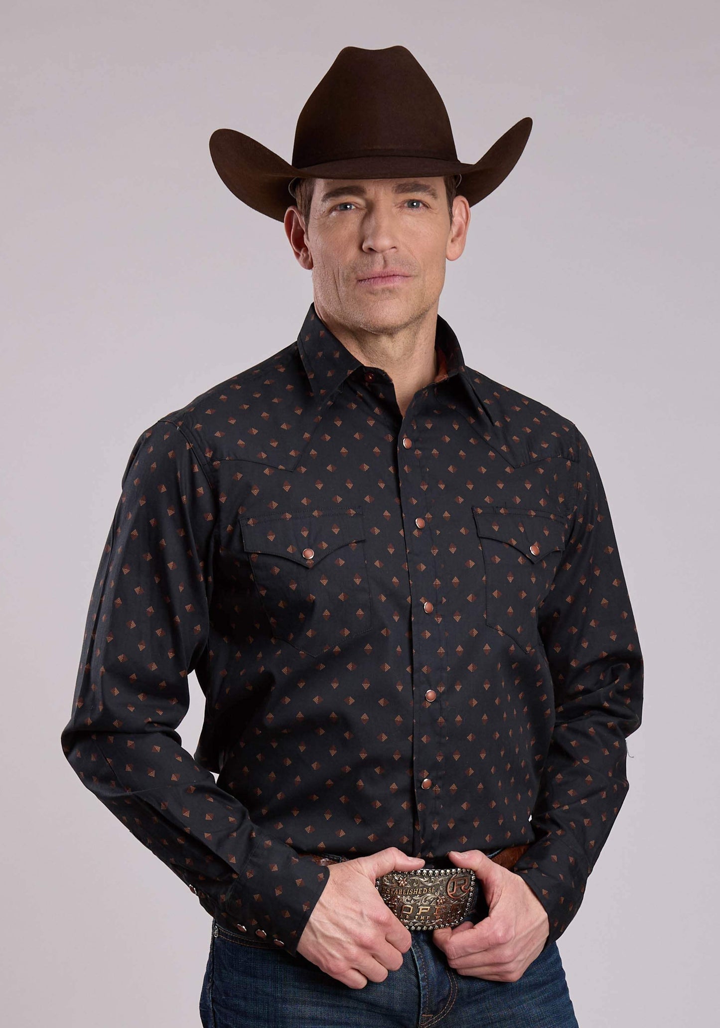 Roper Mens Long Sleeve Snap Aztec Foulard Print Western Shirt - Roper - Flyclothing LLC