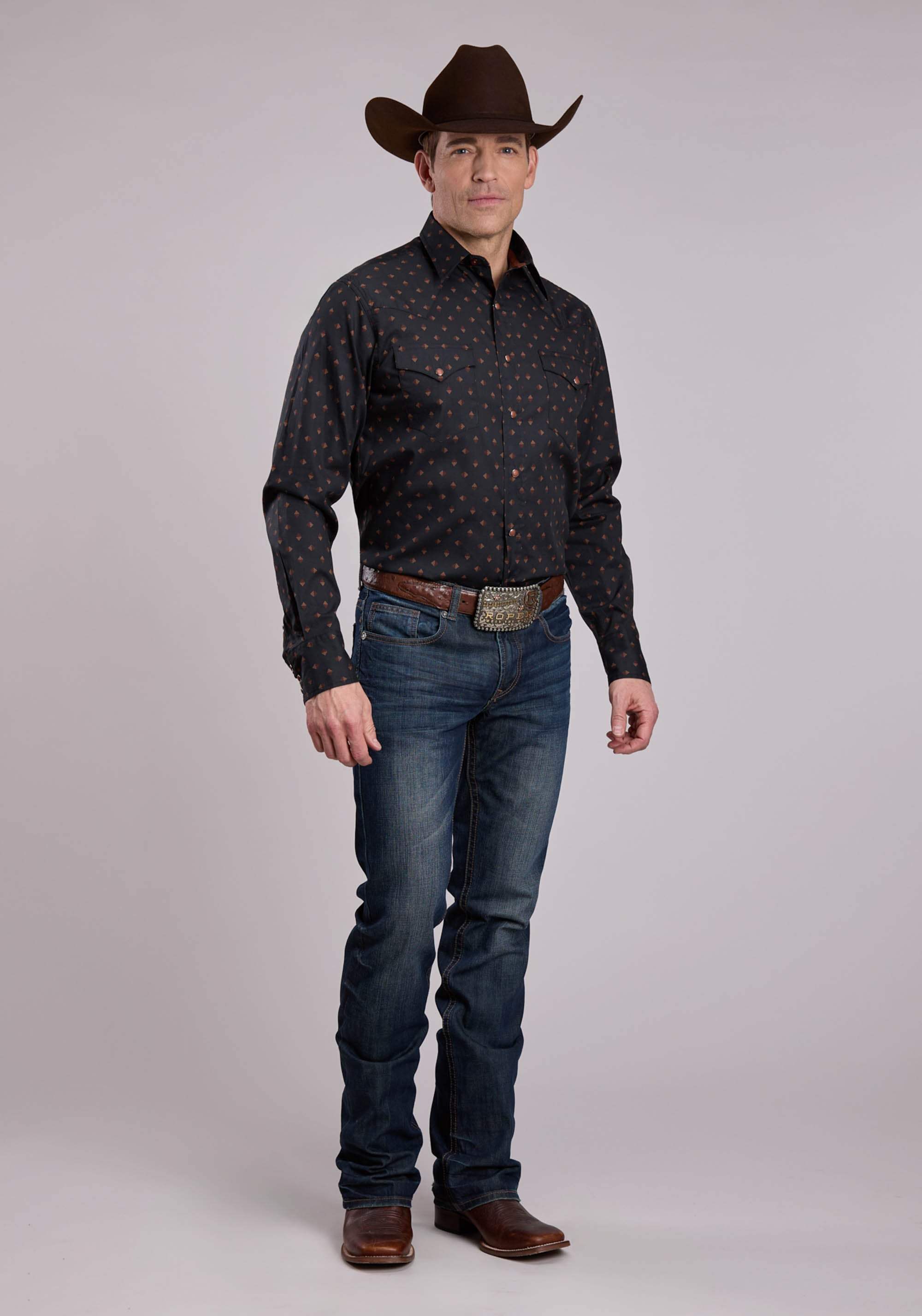 Roper Mens Long Sleeve Snap Aztec Foulard Print Western Shirt - Roper - Flyclothing LLC