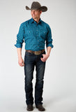 Roper Mens Long Sleeve Snap Scribble Print Western Shirt - Roper