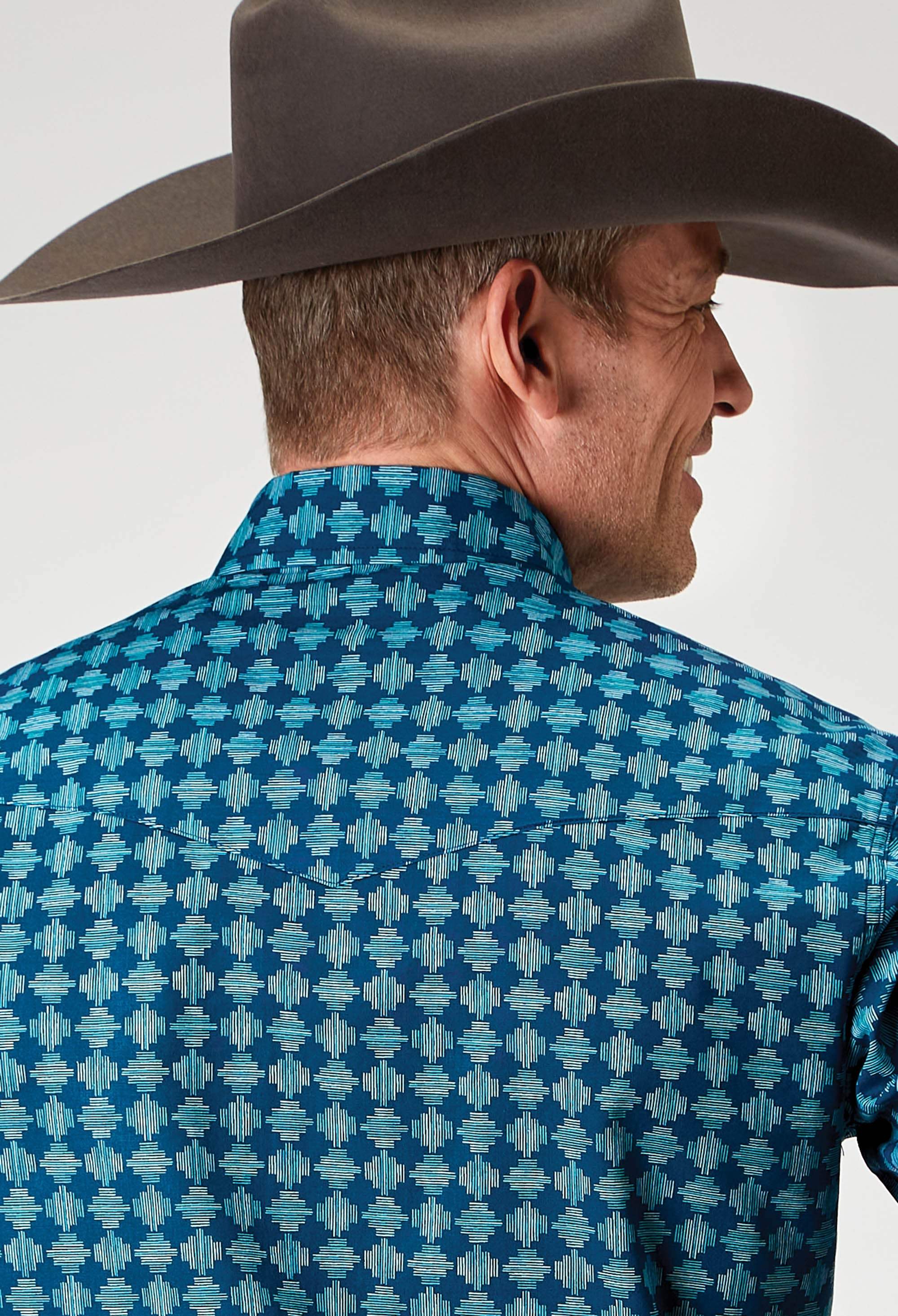 Roper Mens Long Sleeve Snap Scribble Print Western Shirt - Roper - Flyclothing LLC