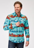 Roper Mens Long Sleeve Snap Hawaiian Print Western Shirt - Roper