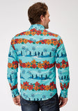 Roper Mens Long Sleeve Snap Hawaiian Print Western Shirt - Roper