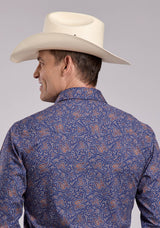 Mens Roper Vintage Paisley Print Long Sleeve Snap Shirt