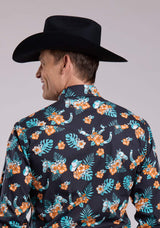 Mens Roper Hawaiian Print Long Sleeve Snap Shirt - Roper - Flyclothing LLC