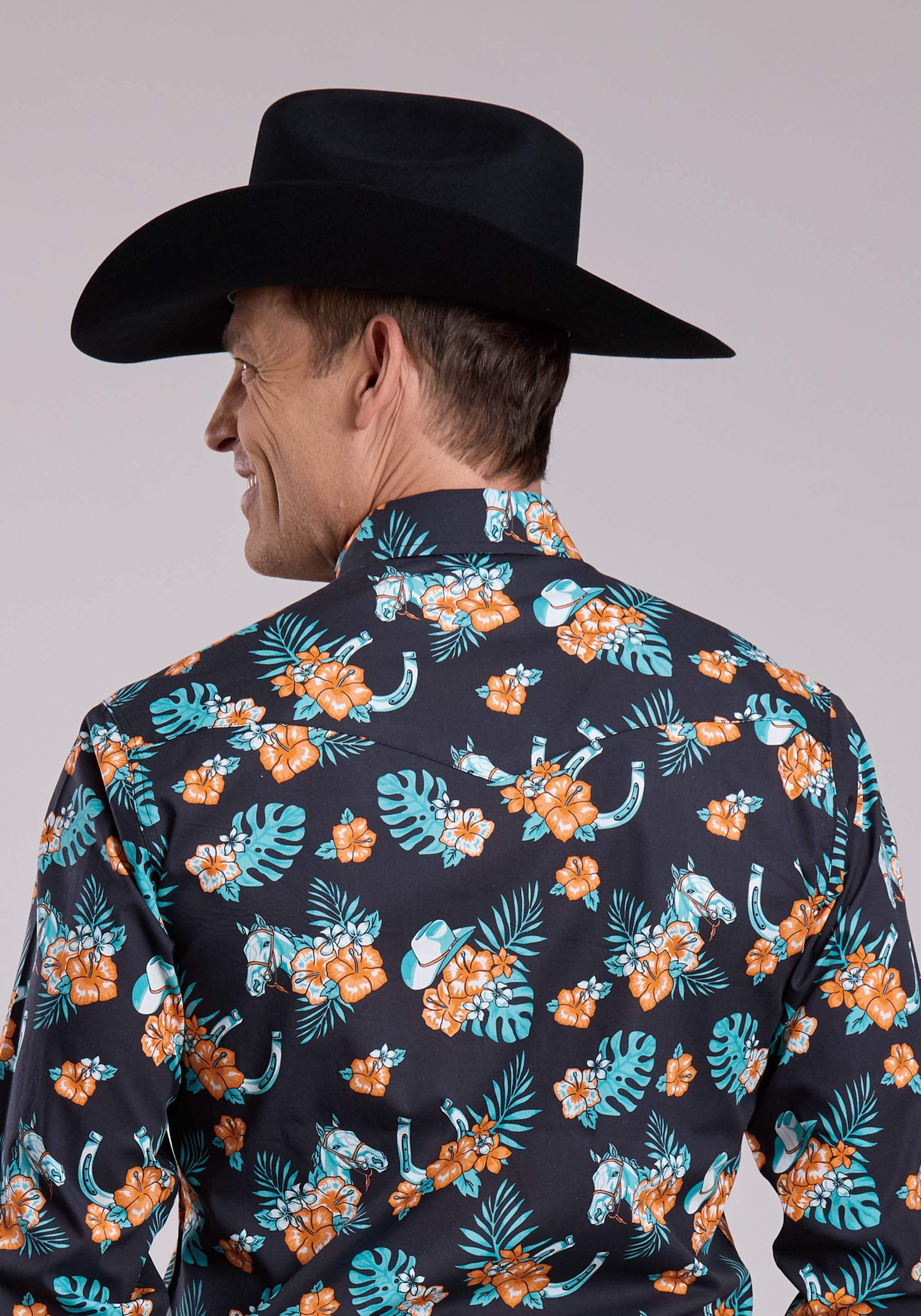 Mens Roper Hawaiian Print Long Sleeve Snap Shirt - Roper - Flyclothing LLC