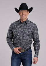 Mens Roper Archive Paisley Print Long Sleeve Snap Shirt