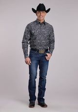 Mens Roper Archive Paisley Print Long Sleeve Snap Shirt