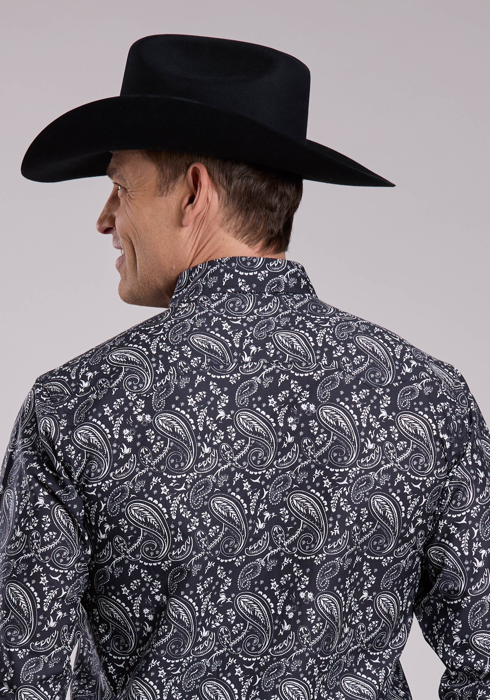 Mens Roper Archive Paisley Print Long Sleeve Snap Shirt