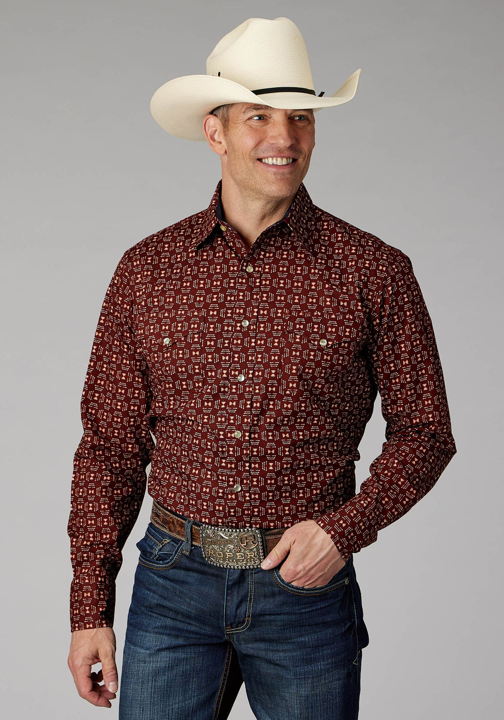 Roper Mens Long Sleeve Snap Ikat Arrows Western Shirt - Roper