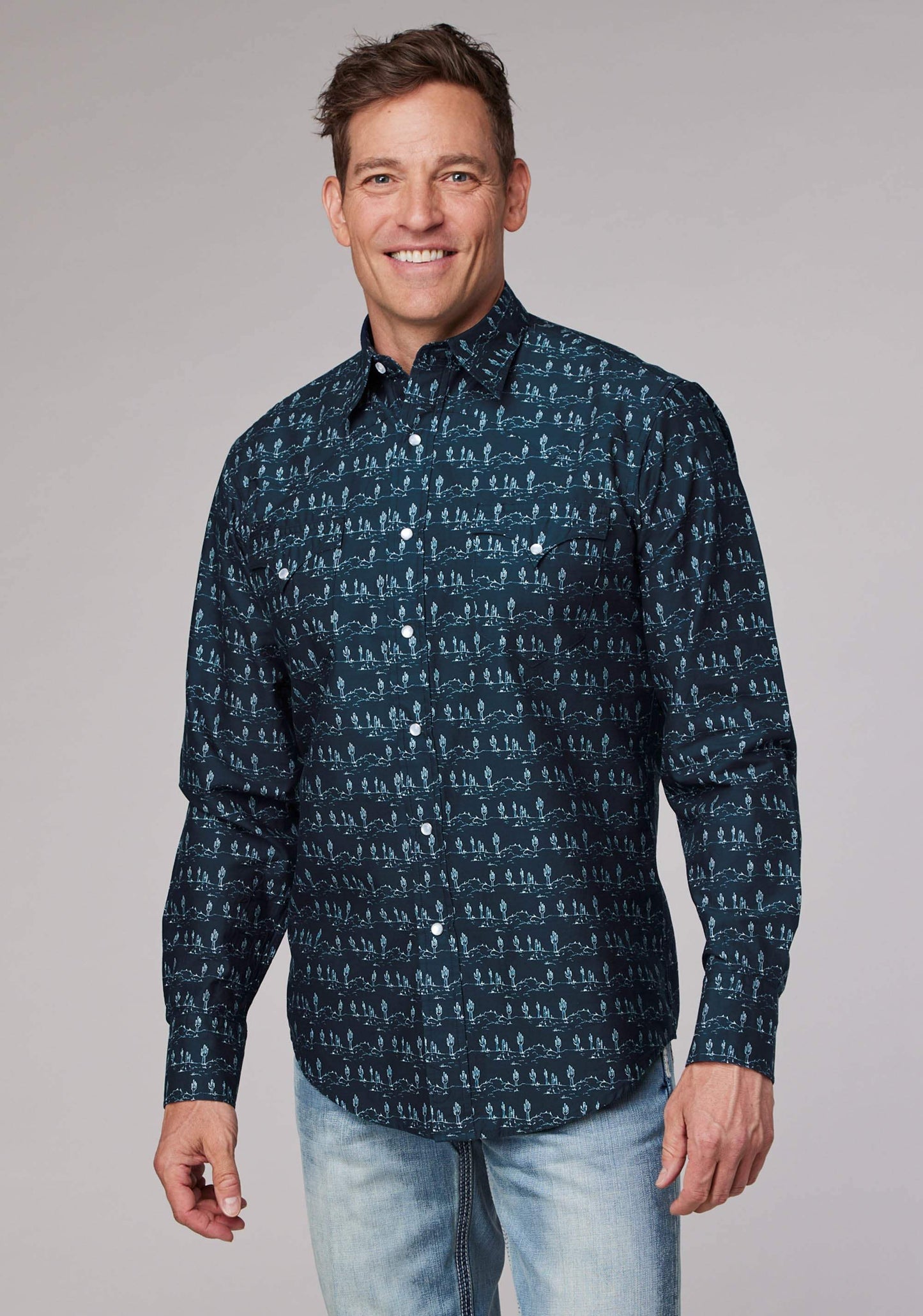 Roper Mens Desert Stripe Print Long Sleeve Snap Western Shirt - Roper - Flyclothing LLC