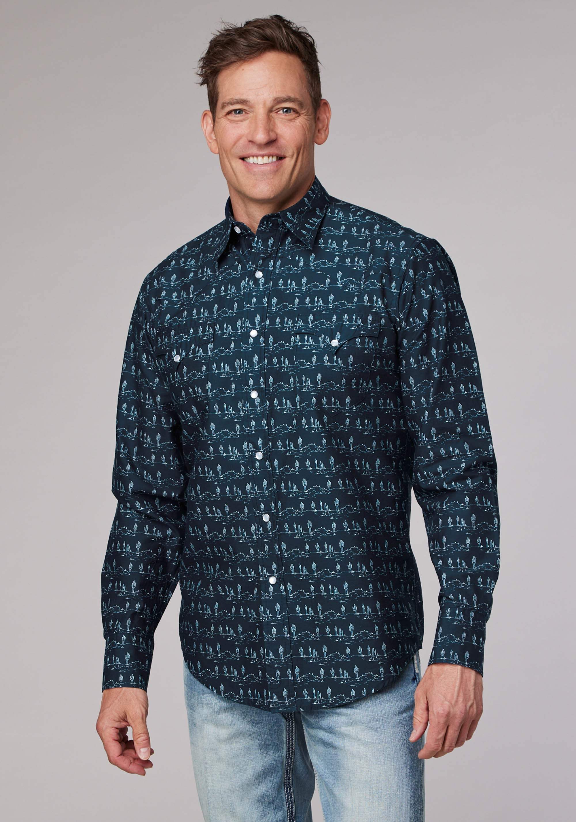 Roper Mens Desert Stripe Print Long Sleeve Snap Western Shirt - Roper - Flyclothing LLC
