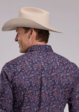Mens Roper Paisley Stamps Long Sleeve Snap Shirt
