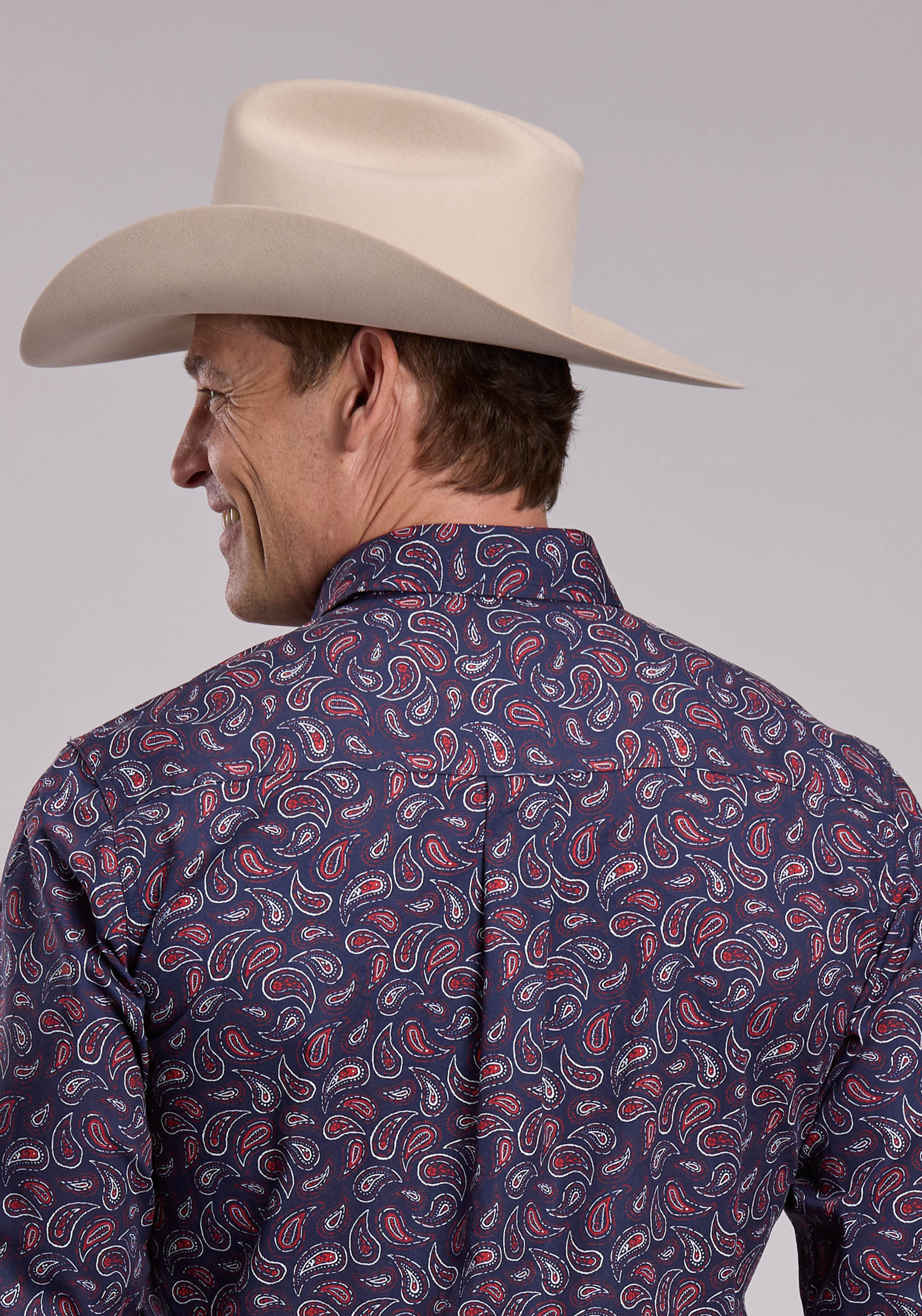 Mens Roper Paisley Stamps Long Sleeve Snap Shirt