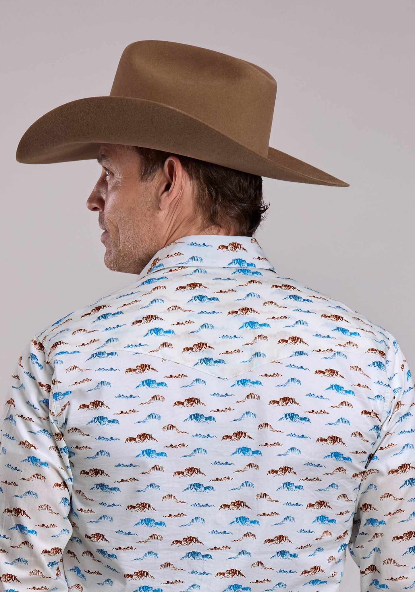 Mens Roper Mesas Print Long Sleeve Snap Shirt - Roper - Flyclothing LLC