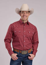 Mens Roper Distressed Aztec Tile Print Long Sleeve Snap Shirt - Roper - Flyclothing LLC