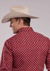 Mens Roper Distressed Aztec Tile Print Long Sleeve Snap Shirt - Roper - Flyclothing LLC