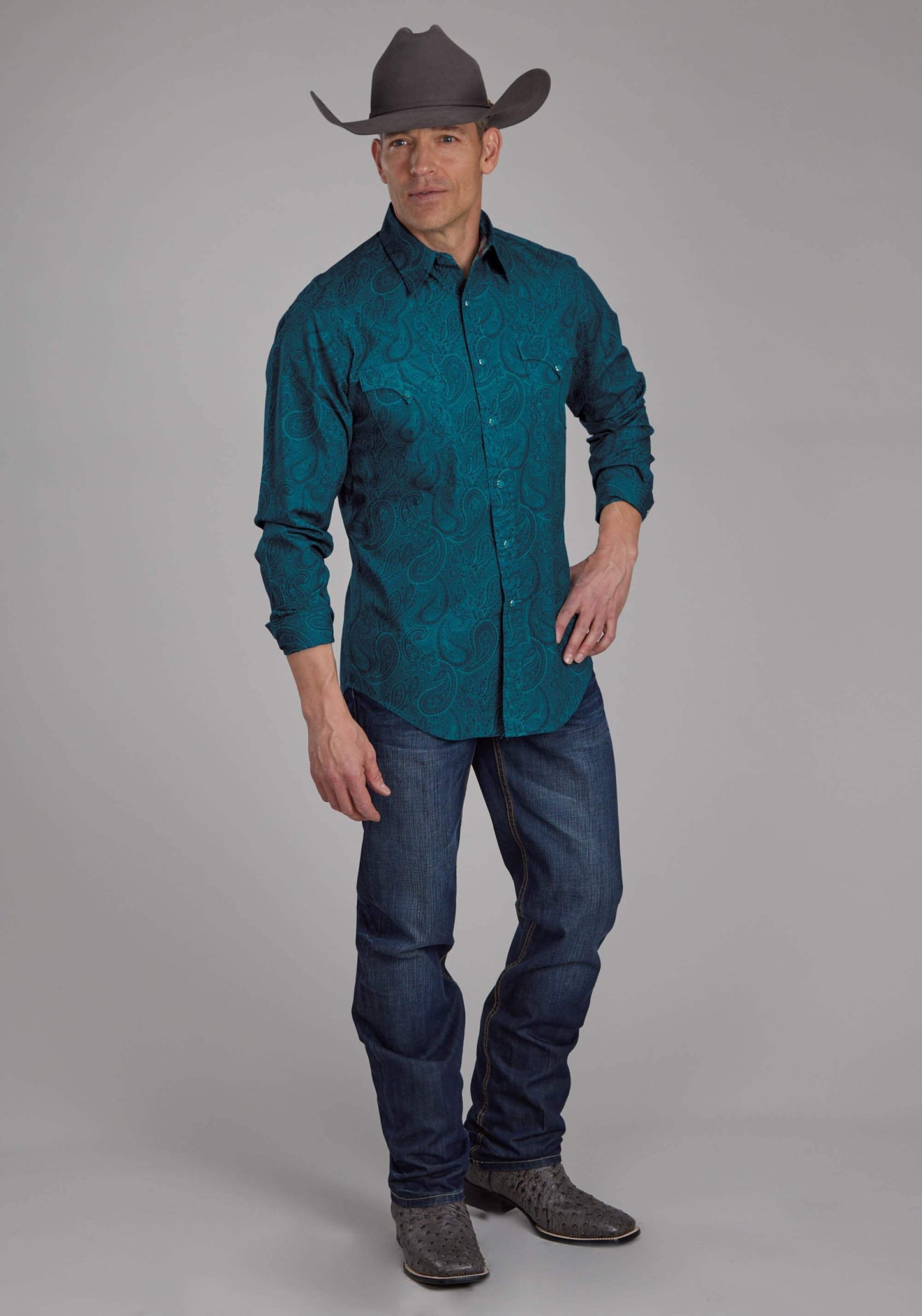 Roper Mens Tonal Paisley Long Sleeve Snap Western Shirt - Roper - Flyclothing LLC