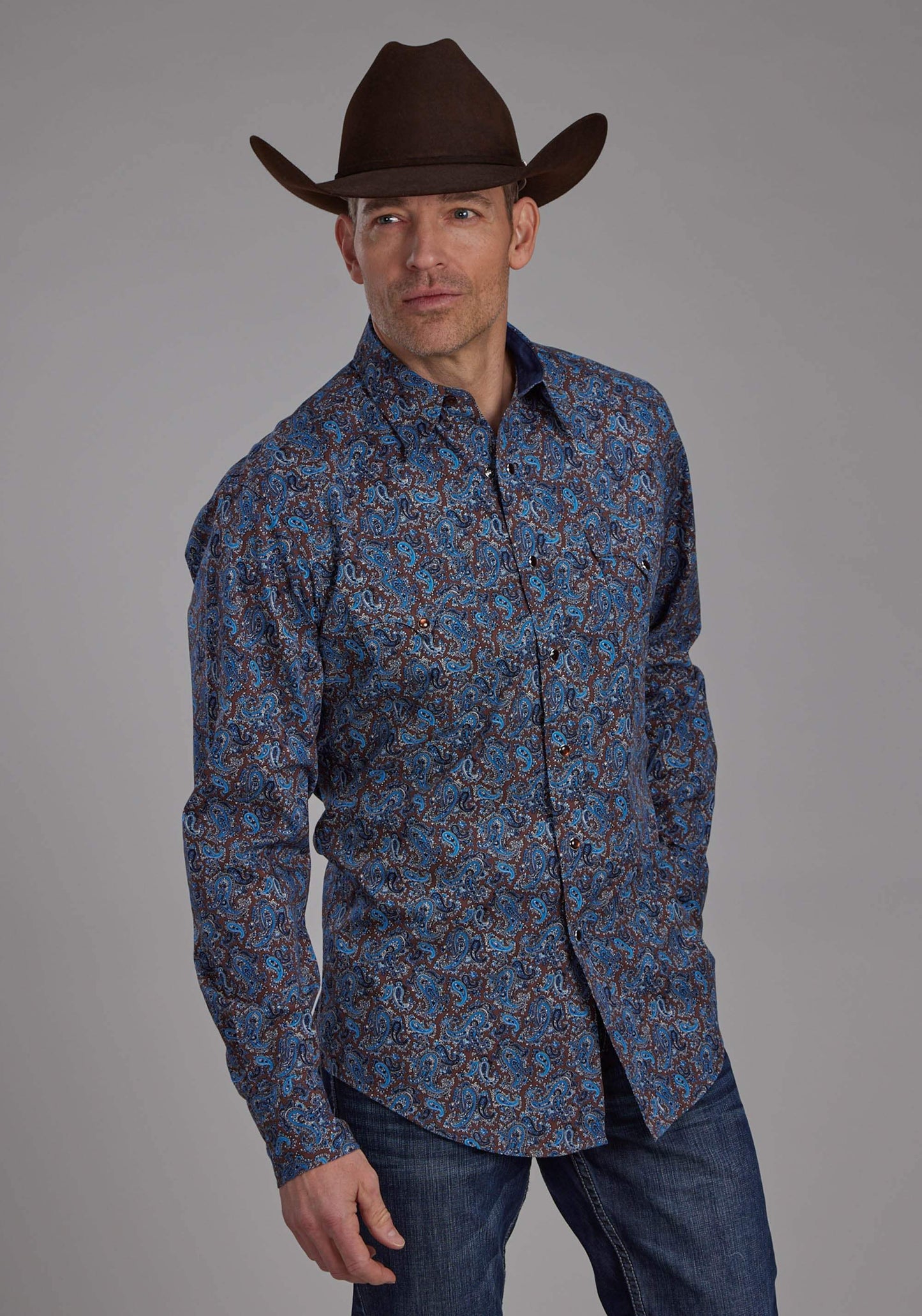 Roper Mens River Paisley Long Sleeve Snap Western Shirt - Roper - Flyclothing LLC