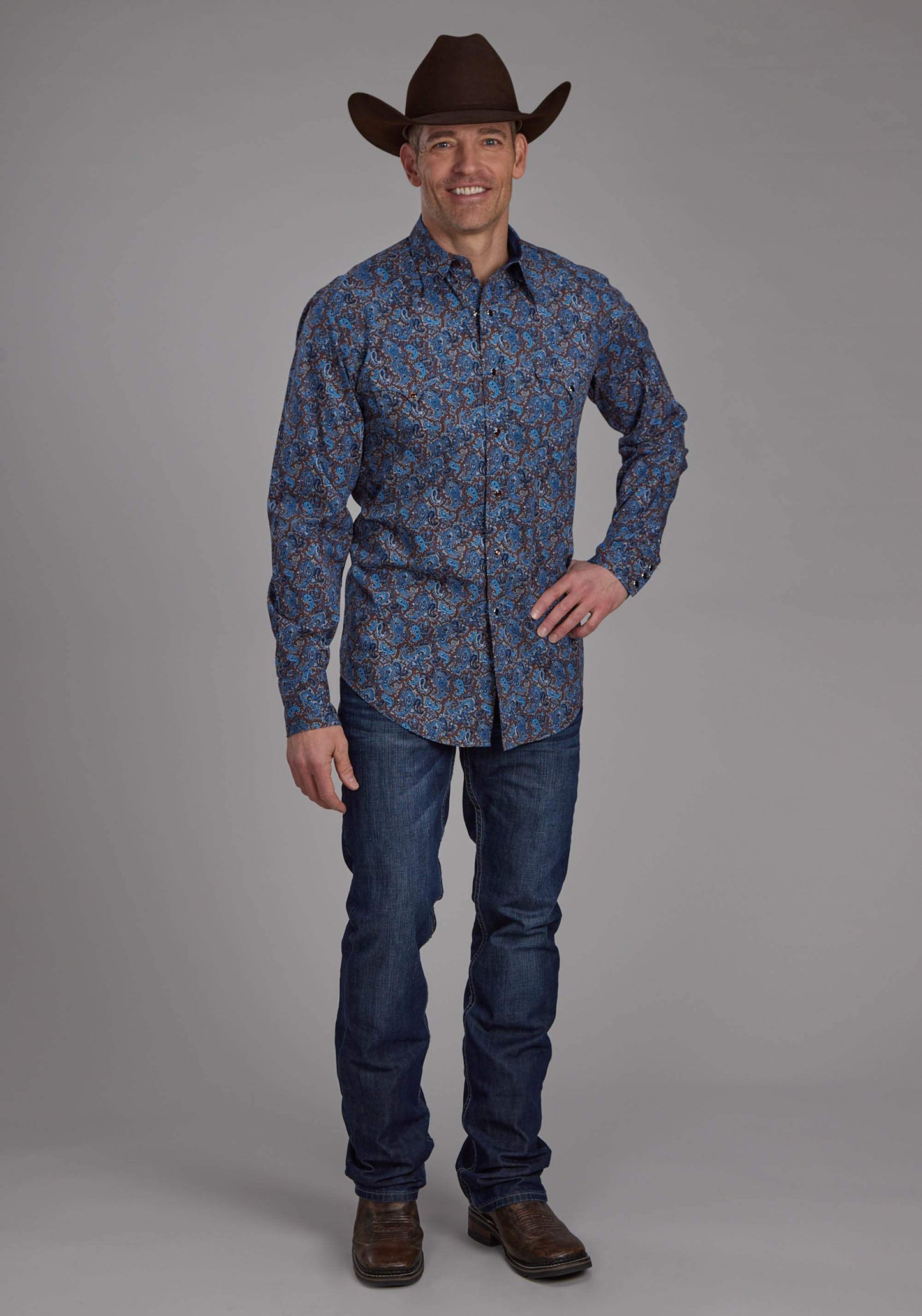 Roper Mens River Paisley Long Sleeve Snap Western Shirt - Roper - Flyclothing LLC