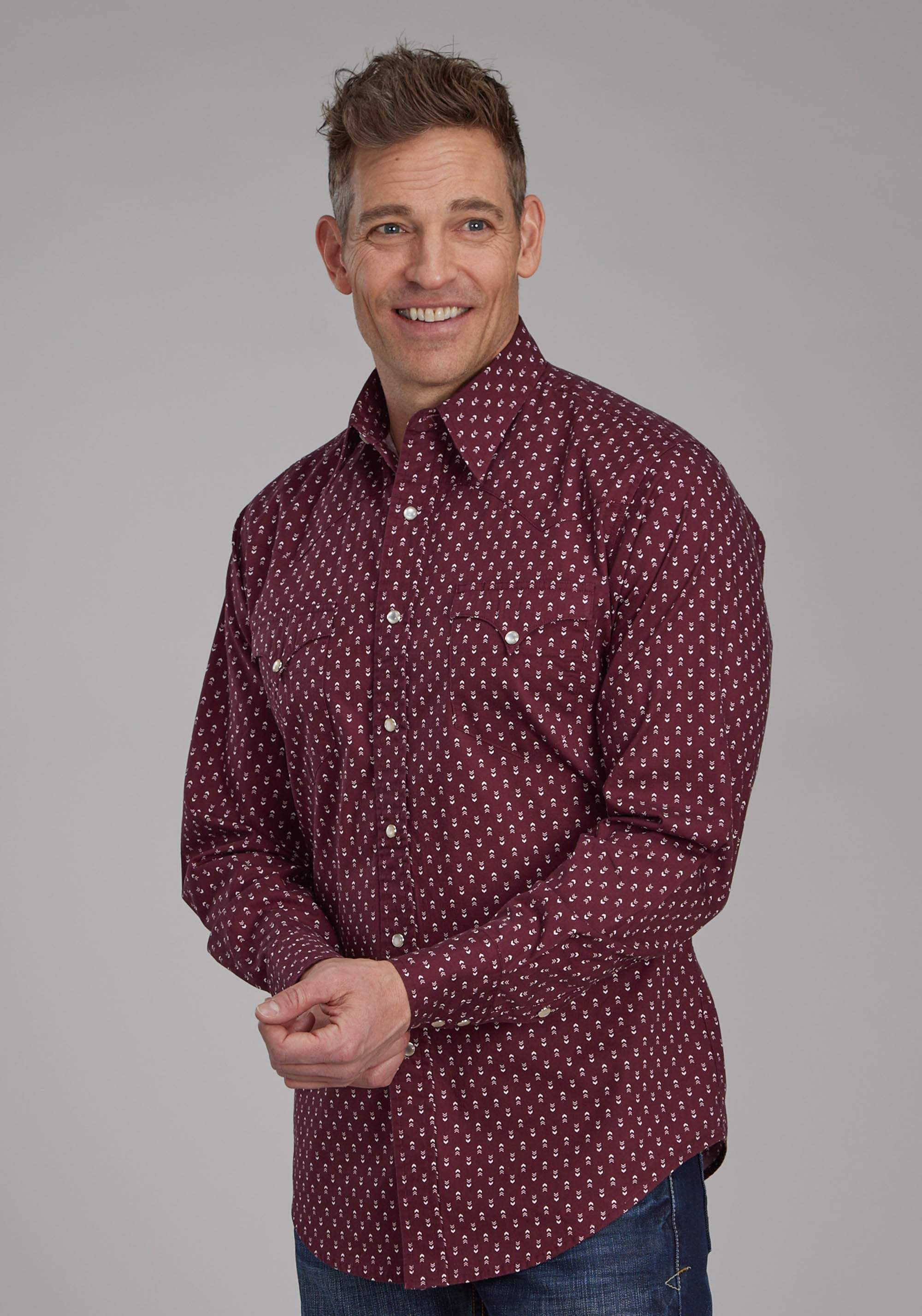 Roper Mens Arrow Print Long Sleeve Snap Western Shirt - Roper - Flyclothing LLC