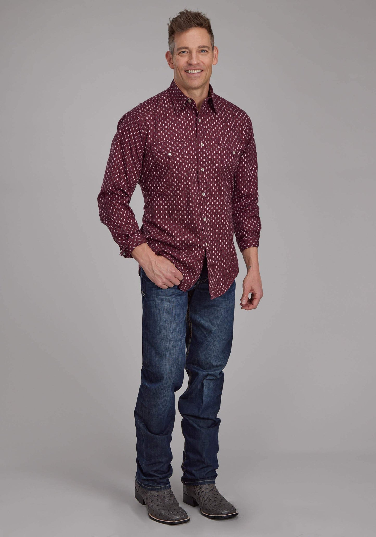 Roper Mens Arrow Print Long Sleeve Snap Western Shirt - Roper - Flyclothing LLC