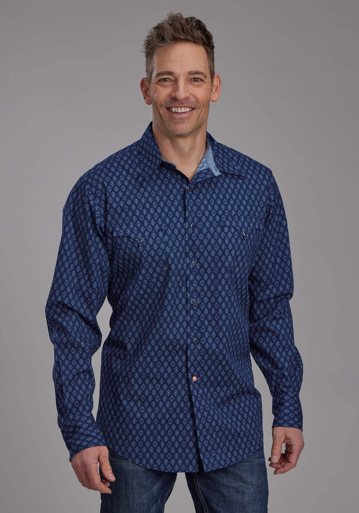 Roper Mens Aztecs Print Long Sleeve Snap Western Shirt - Roper - Flyclothing LLC