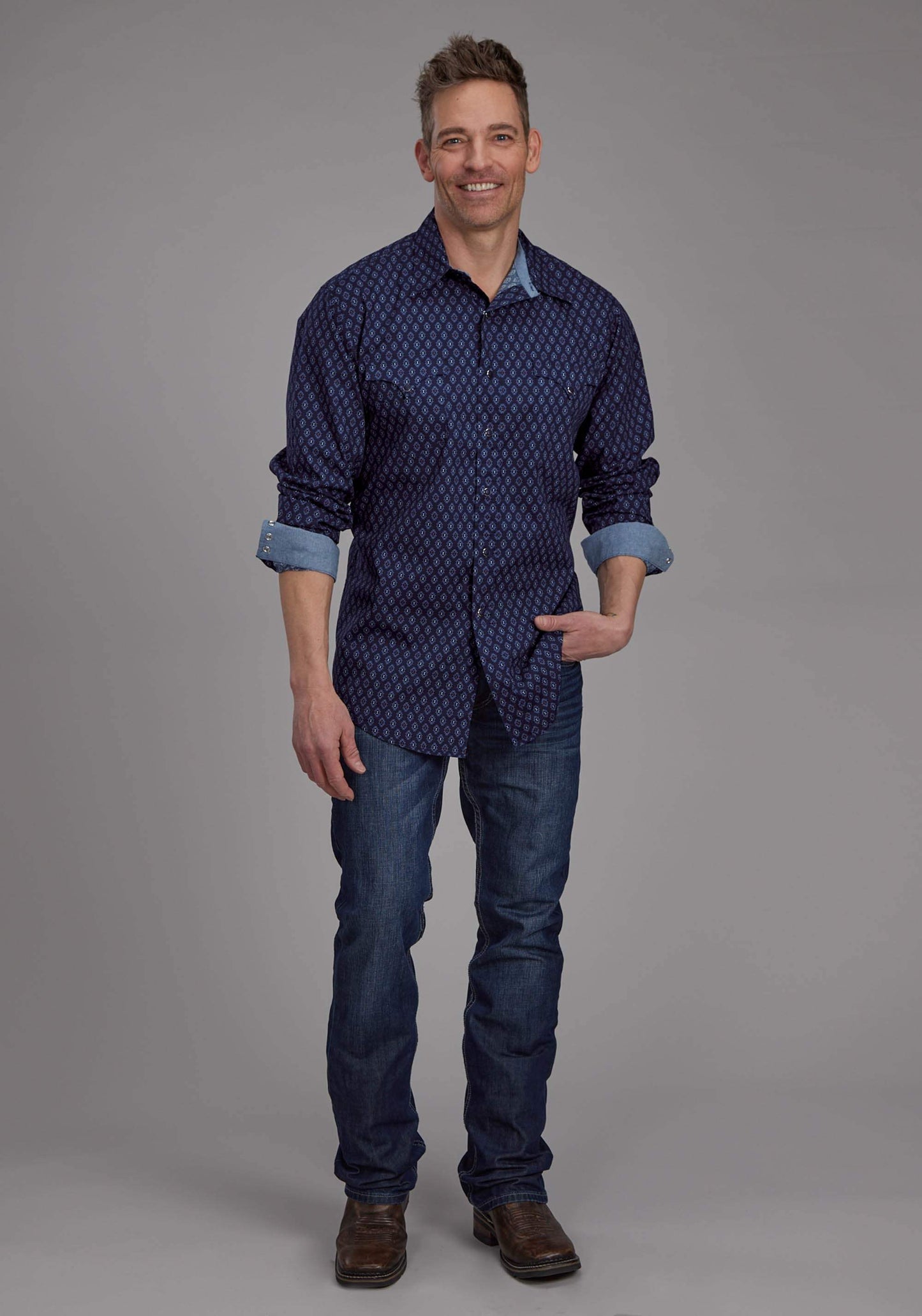 Roper Mens Aztecs Print Long Sleeve Snap Western Shirt - Roper - Flyclothing LLC
