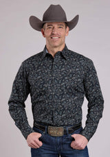 Roper Mens Long Sleeve Snap Paisley Stamps Western Shirt - Roper - Flyclothing LLC