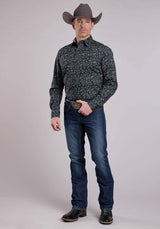 Roper Mens Long Sleeve Snap Paisley Stamps Western Shirt - Roper - Flyclothing LLC