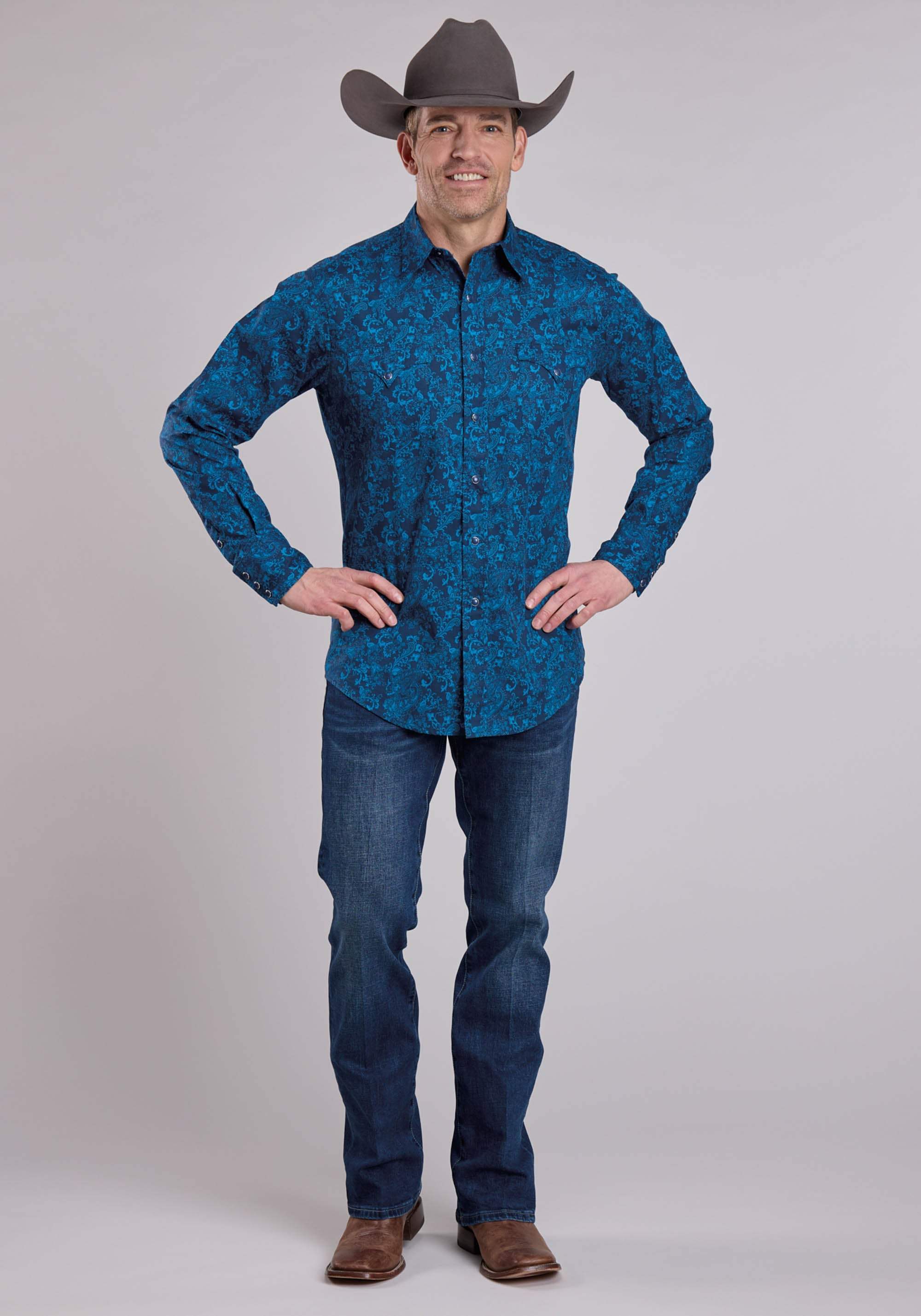 Roper Mens Long Sleeve Snap Brilliant Paisley Print Western Shirt - Roper - Flyclothing LLC