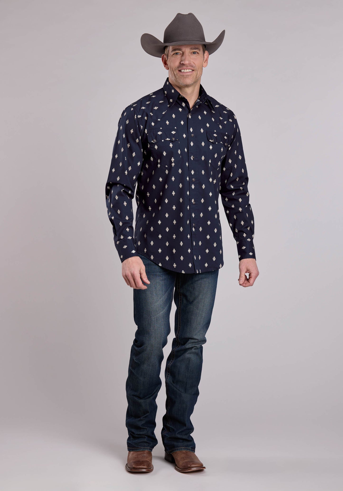 Roper Mens Long Sleeve Snap Ombre Aztecs Western Shirt