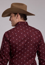 Mens Roper Skull Print Long Sleeve Snap Shirt