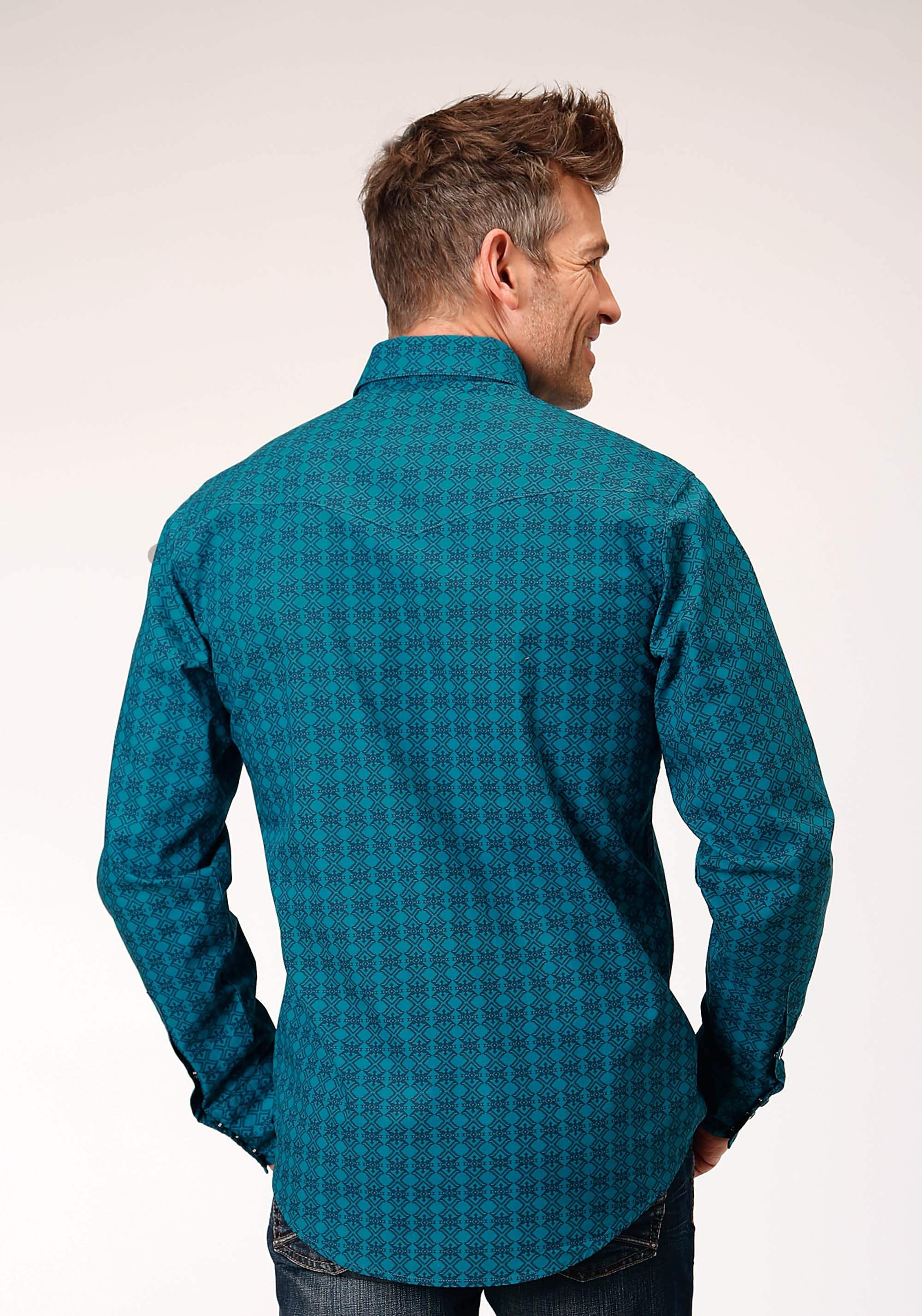 Roper Mens Long Sleeve Snap Tiles Print Western Shirt - Roper - Flyclothing LLC