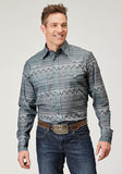 Roper Mens Long Sleeve Snap River Aztec Print Western Shirt - Roper