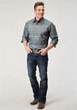 Roper Mens Long Sleeve Snap River Aztec Print Western Shirt - Roper