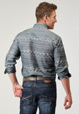Roper Mens Long Sleeve Snap River Aztec Print Western Shirt - Roper