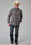 Roper Mens Long Sleeve Snap Aztec Stripe Print Western Shirt - Roper