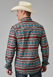 Roper Mens Long Sleeve Snap Aztec Stripe Print Western Shirt - Roper