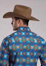 Mens Roper Serape Aztecs Stripe Long Sleeve Snap Shirt