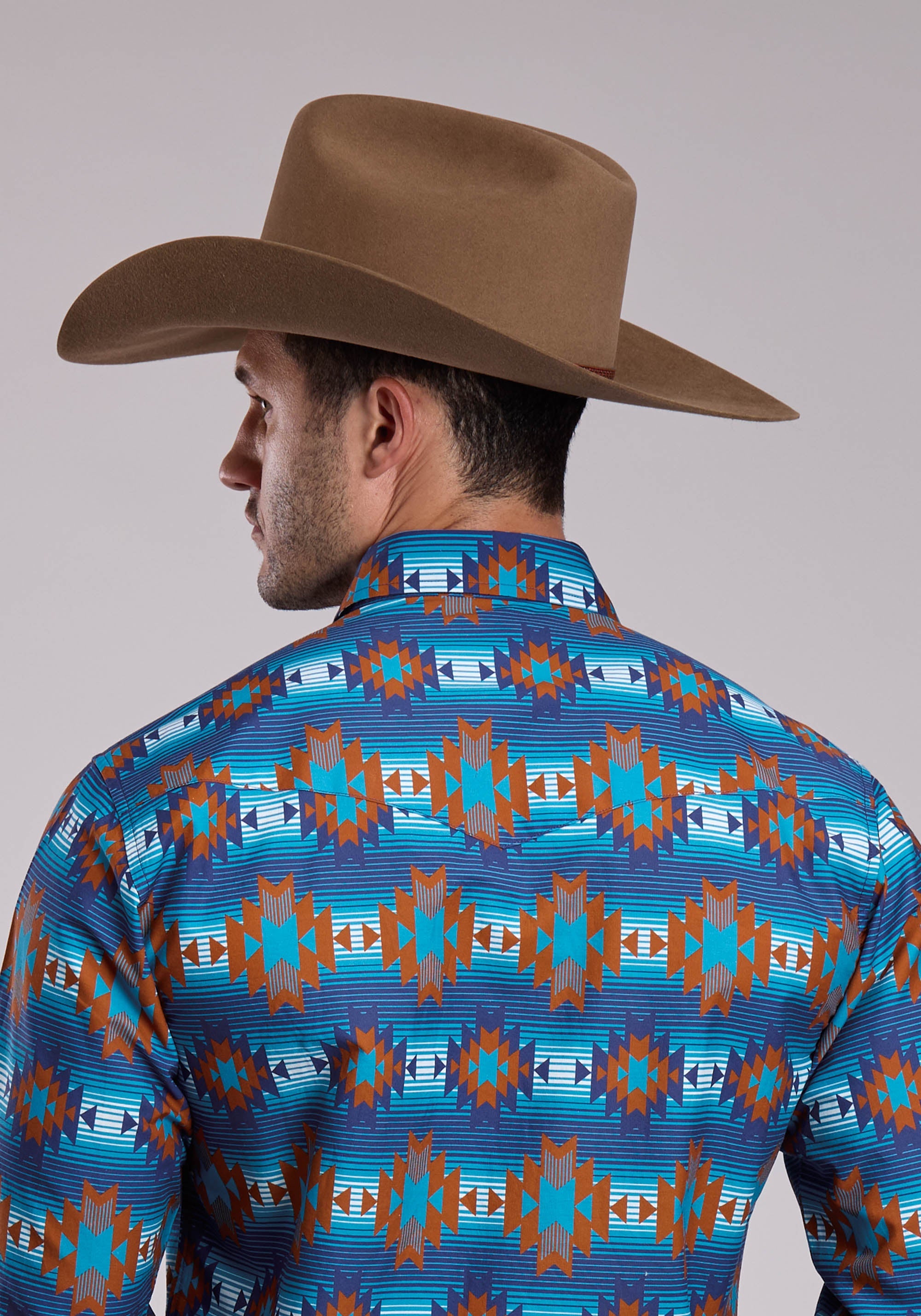 Mens Roper Serape Aztecs Stripe Long Sleeve Snap Shirt