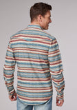 Roper Mens Long Sleeve Snap Distressed Aztec Print Western Shirt - Roper