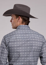 Mens Roper Horizontal Aztec Blanket Print Long Sleeve Snap Shirt