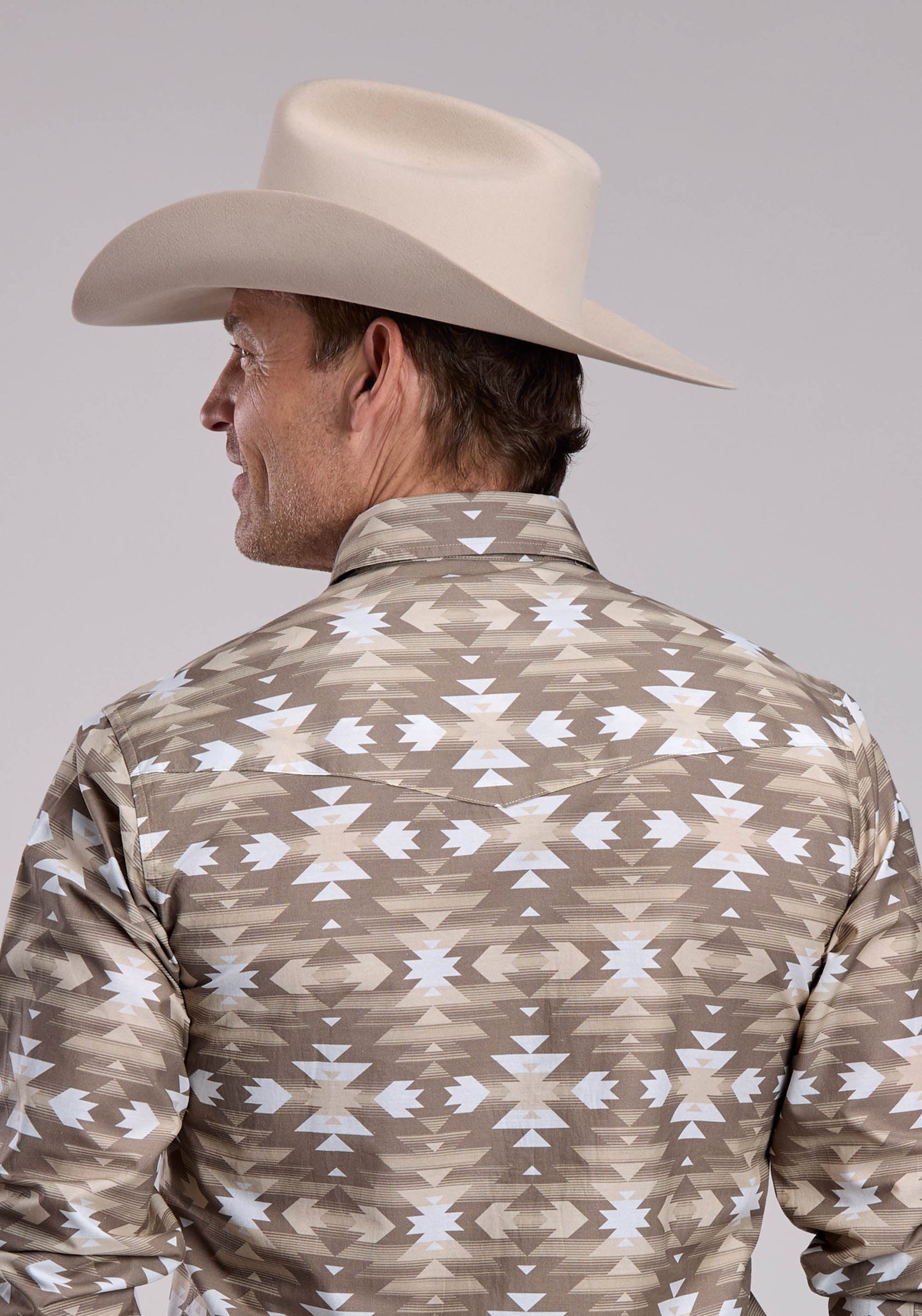 Mens Roper Aztec Serape Print Long Sleeve Snap Shirt