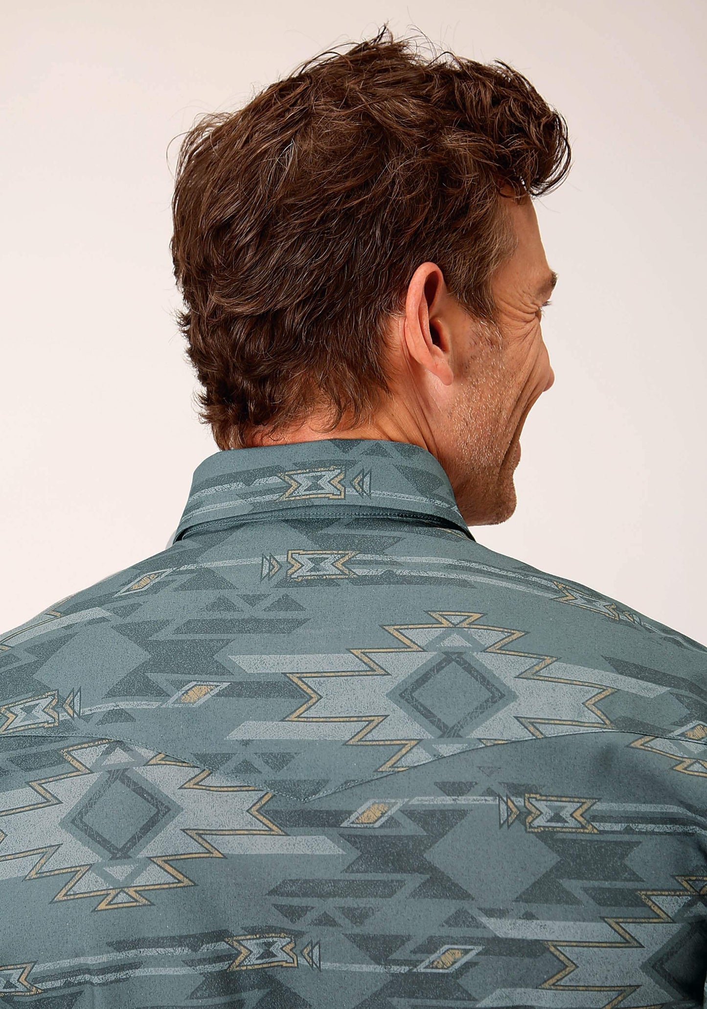 Roper Mens Long Sleeve Snap Gray Fog Aztec Print Western Shirt - Roper - Flyclothing LLC