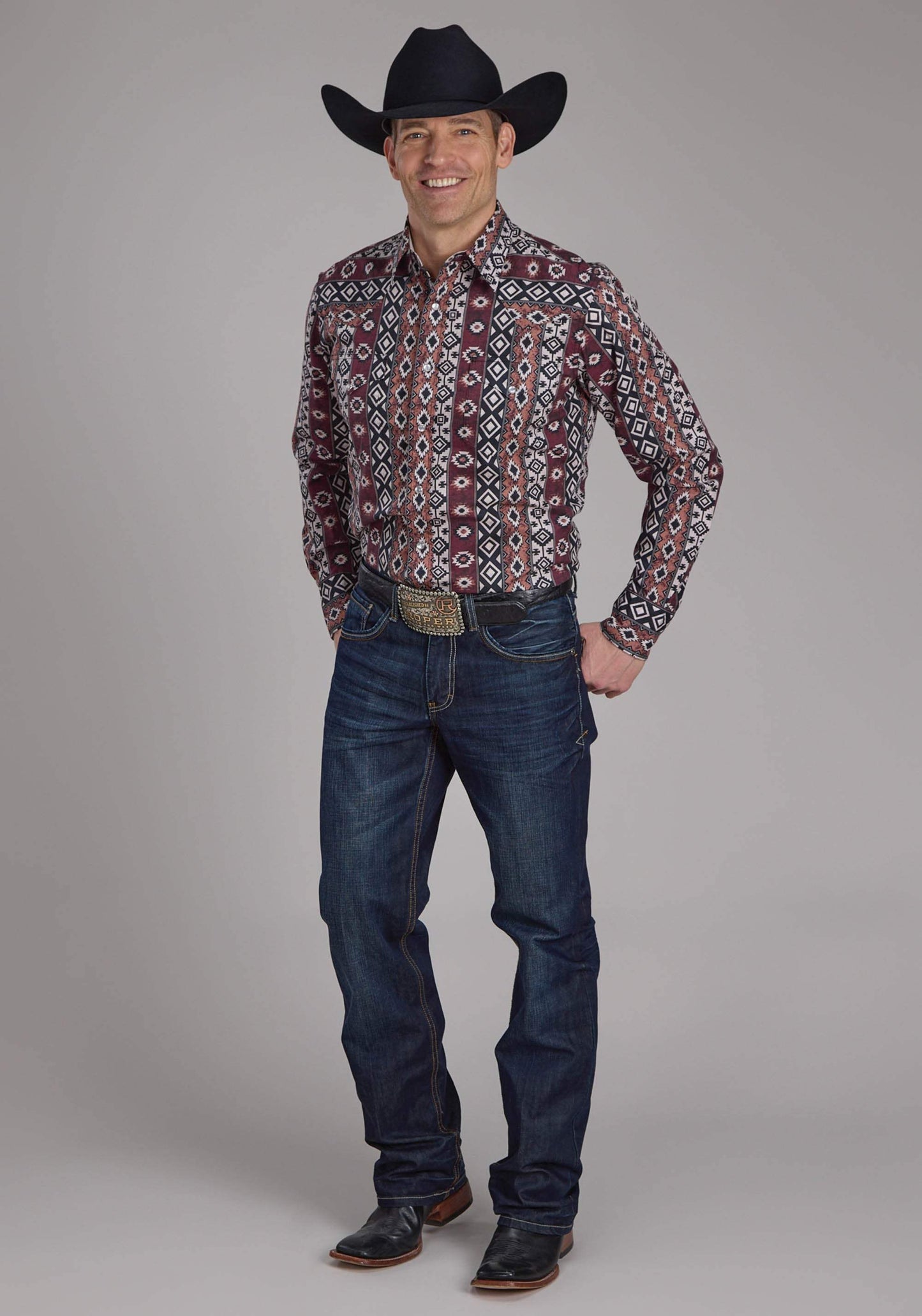 Roper Mens Winter Aztec Print Long Sleeve Snap Western Shirt - Roper - Flyclothing LLC